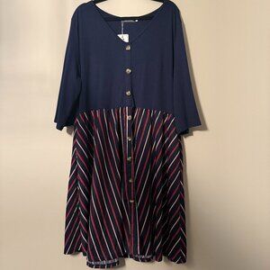 Bedoar Navy Striped Dress in size 22